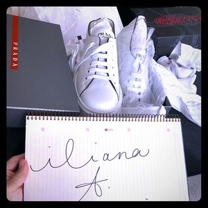 Prada White Leather Sneakers sz 12 mens